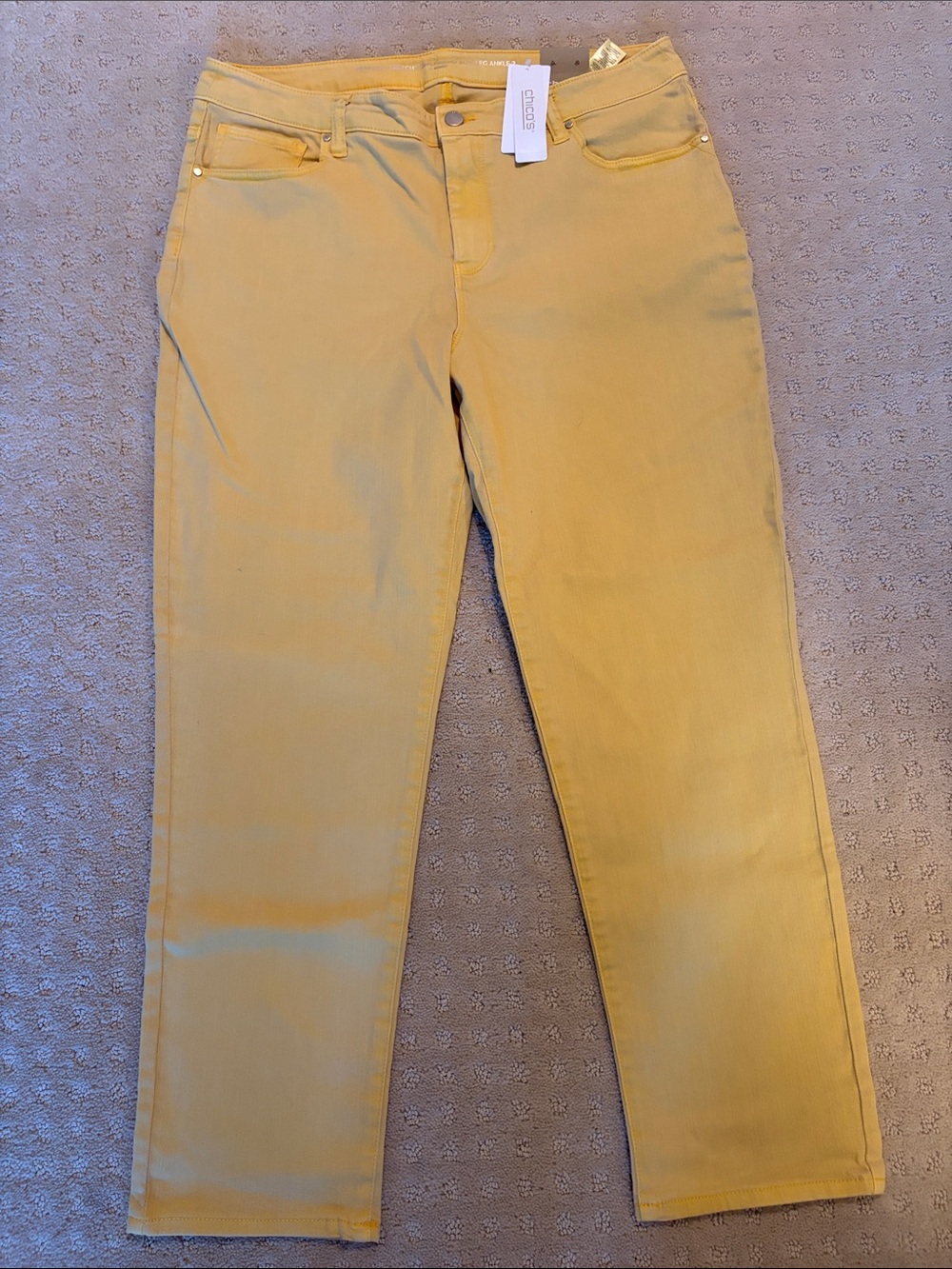 Chico's Straight-Leg Jeans in Mustard Yellow